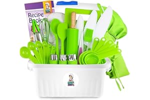 KEFF Real Kids Kitchen Set for Cooking & Baking with Recpie Book - Kids Knife Set for Real Cooking, Montessori Kitchen Tools for Toddlers - Real Utensils with Kids Cutting Board and Knife Set BPA-Free