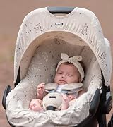 Dooky Hoody Cover for Baby Car Seat Universal Fit Beige Romantic Leaves view 4