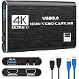 VIXLW 4K HDMI Video Capture Card, USB3.0 1080P 60FPS Video Recorder, Nintendo Switch Capture Card for Streaming Gaming and Br