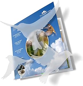 Anti-Collision Stickers to Prevent Bird Strikes on Window Glass - Set of 20 Silhouettes - Color: Translucent/Dusted - Window Clings Decals - Birds Prevention Deflectors Reflectors