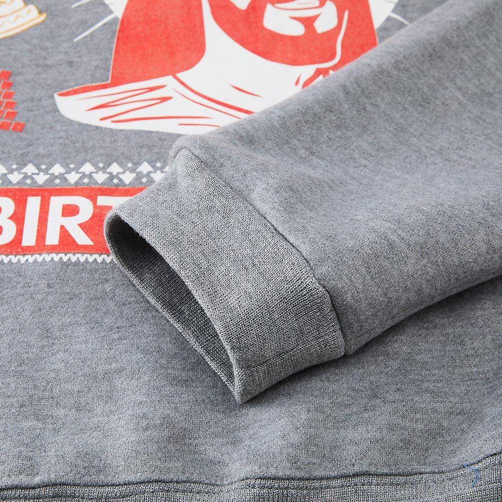 Ugly Christmas Holiday Sweaters Pixel White Red Trees Gold Jingle Bell Print Birthday Boy Sweatshirts Creative Graphic Xmas Fleece Jumper Long Sleeve Round Neck Pullover Tops for Youth Male Female