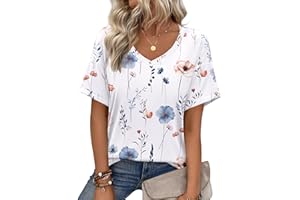 Zeagoo Women's Short Sleeve V-Neck Shirts Loose Casual Tee T-Shirt