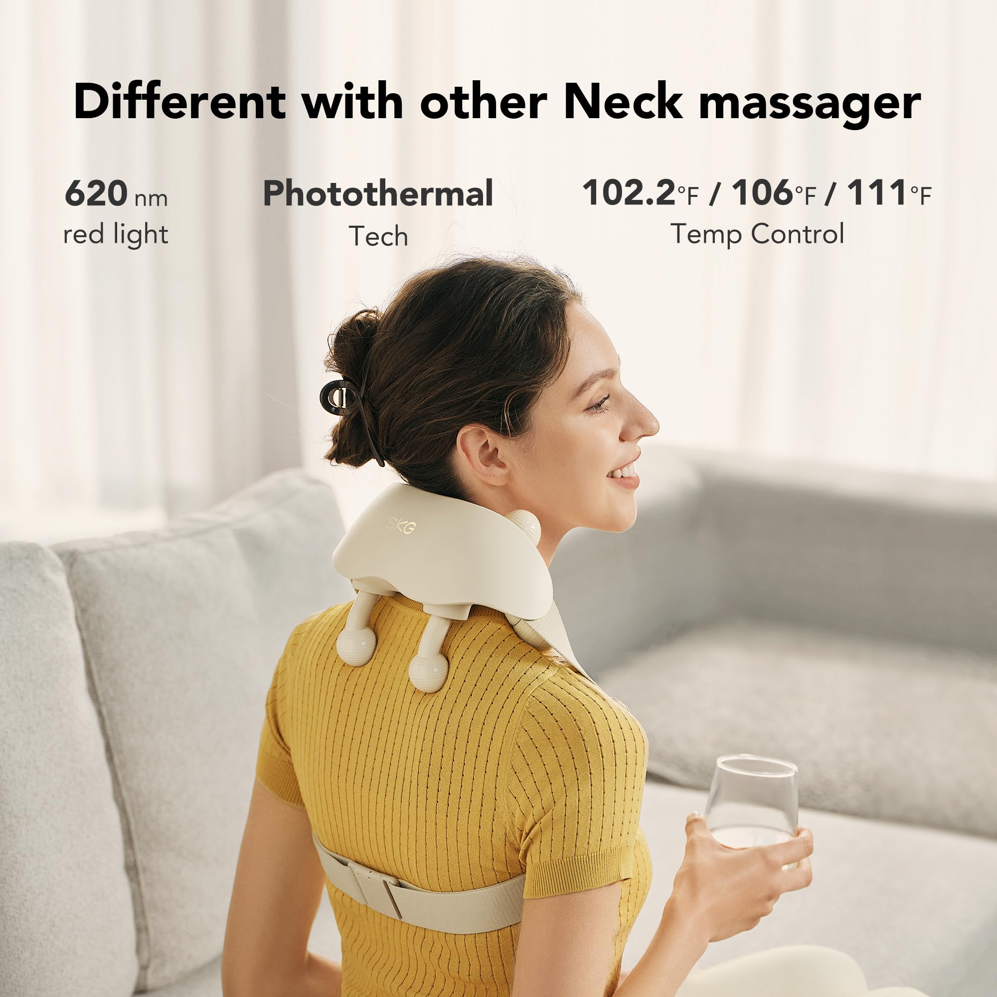 SKG Neck Massager for Pain Relief Deep Tissue Cordless Shiatsu Neck and Shoulder Massger with Heat HS500 Christmas Gifts for Men and Women Dad Mom Grandpa