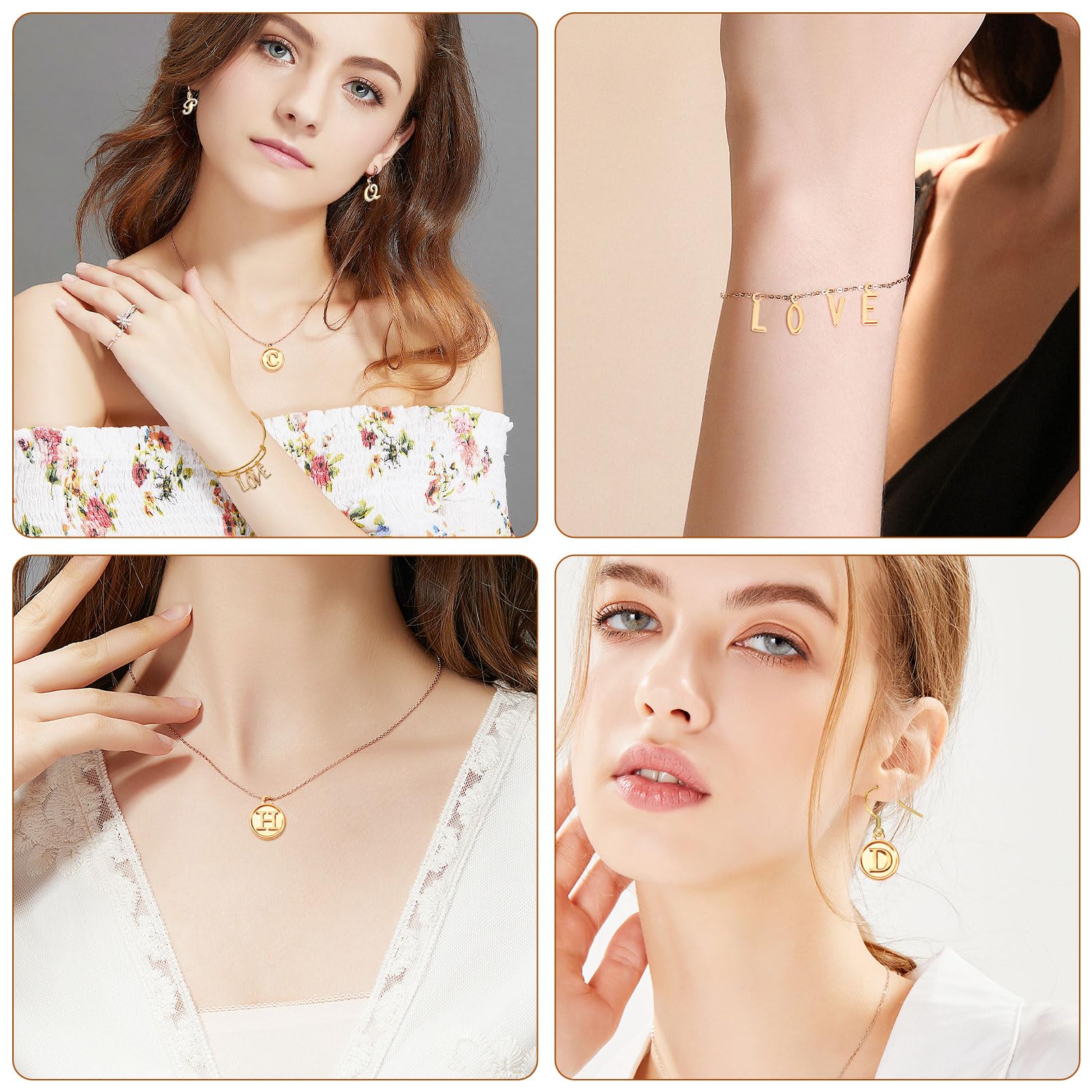 SANNIX Letter Charms, 156Pcs/6 Sets Alphabet ABC Letter Charms 3 Styles Capital A-Z Charms DIY Bracelet Necklace Pendants with 200Pcs Open Jump Rings for Jewelry Making, KC Gold
