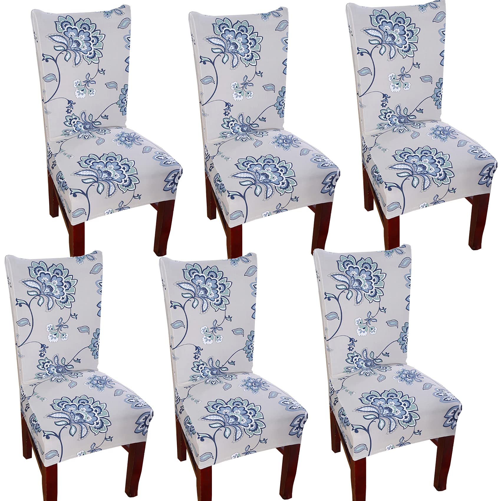 TEERFU Dining Room Chair Covers Slipcovers Set of 6, Stretch Removable Washable Dining Chair Protector Decoration Cover Seat Slipcover for Hotel,Ceremony,Banquet,Kitchen,Restaurant,Home