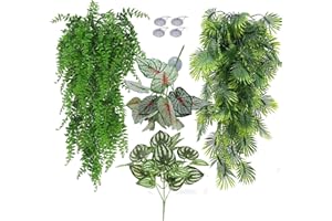 MEPHAN Reptile Plants for Bearded Dragon Tank Accessories, Terrarium Plant Artificial Decor for Snake Cage, Fake Plant for Leopard Gecko Habitat, Lizard Chameleon Ball Pythons (Group ABN)