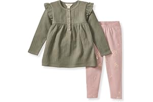 Burt's Bees Baby baby-girls Long Sleeve Top and Pant Set, 100% Organic Cotton Outfit