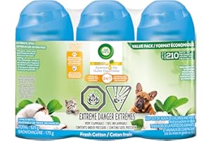Airwick Freshmatic Air Freshener, Automatic Spray Refills, Pet Fresh Cotton, 3 Refills