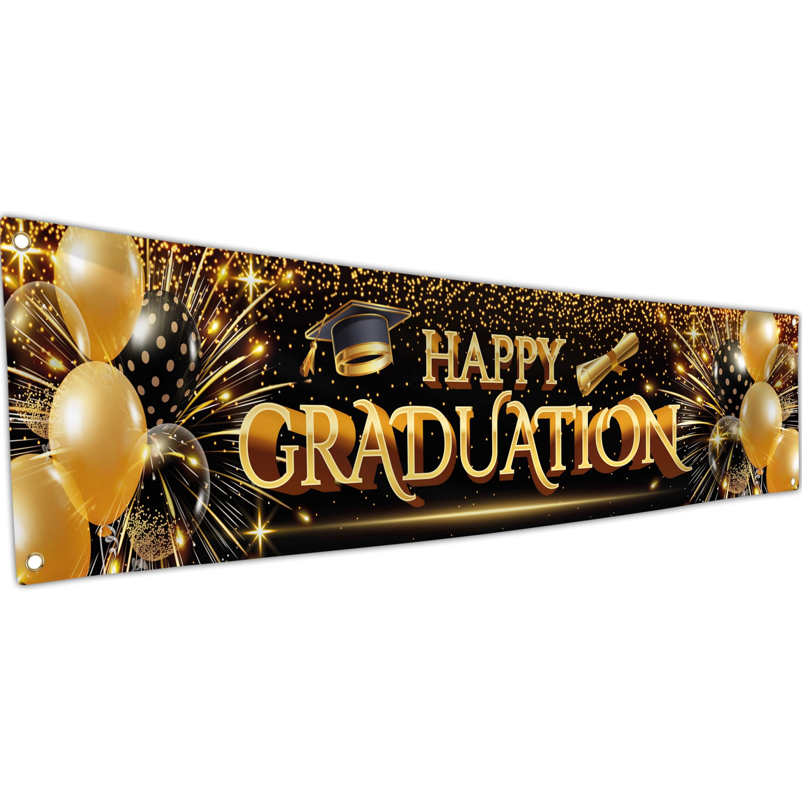 Congratulations Banner - Graduation Decorations 180 x 40cm - Well Done Banner - We are so Proud of You – You Did It (White)