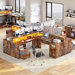YITAHOME L Shaped Desk with Power Outlets & LED