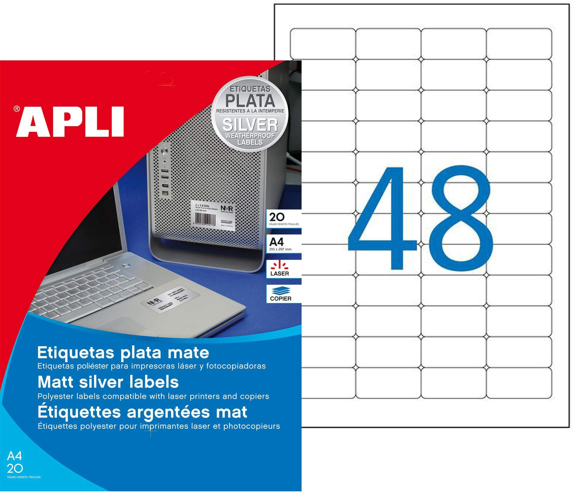 agipa 10066 Nameplate Labels 45.7 x 21.2 mm Silver