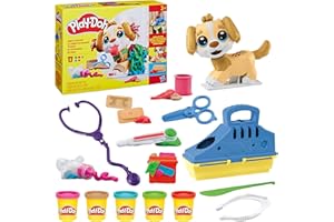 Play-Doh Care 'n Carry Vet Playset for Kids 3 Years and Up with Toy Dog, Storage, 10 Tools, and 5 Modeling Compound Colors, N