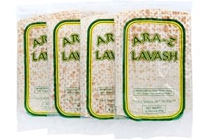 BREADMASTERS ARA-Z ARA-Z Lavash Flat Bread 4 Packs of 4 (16 Total) No Cholesterol, Fat Free, Vegan, Kosher