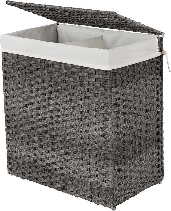 SONGMICS Cesto de la Ropa, Cesto de la Colada, Tejido a Mano, Cesto de