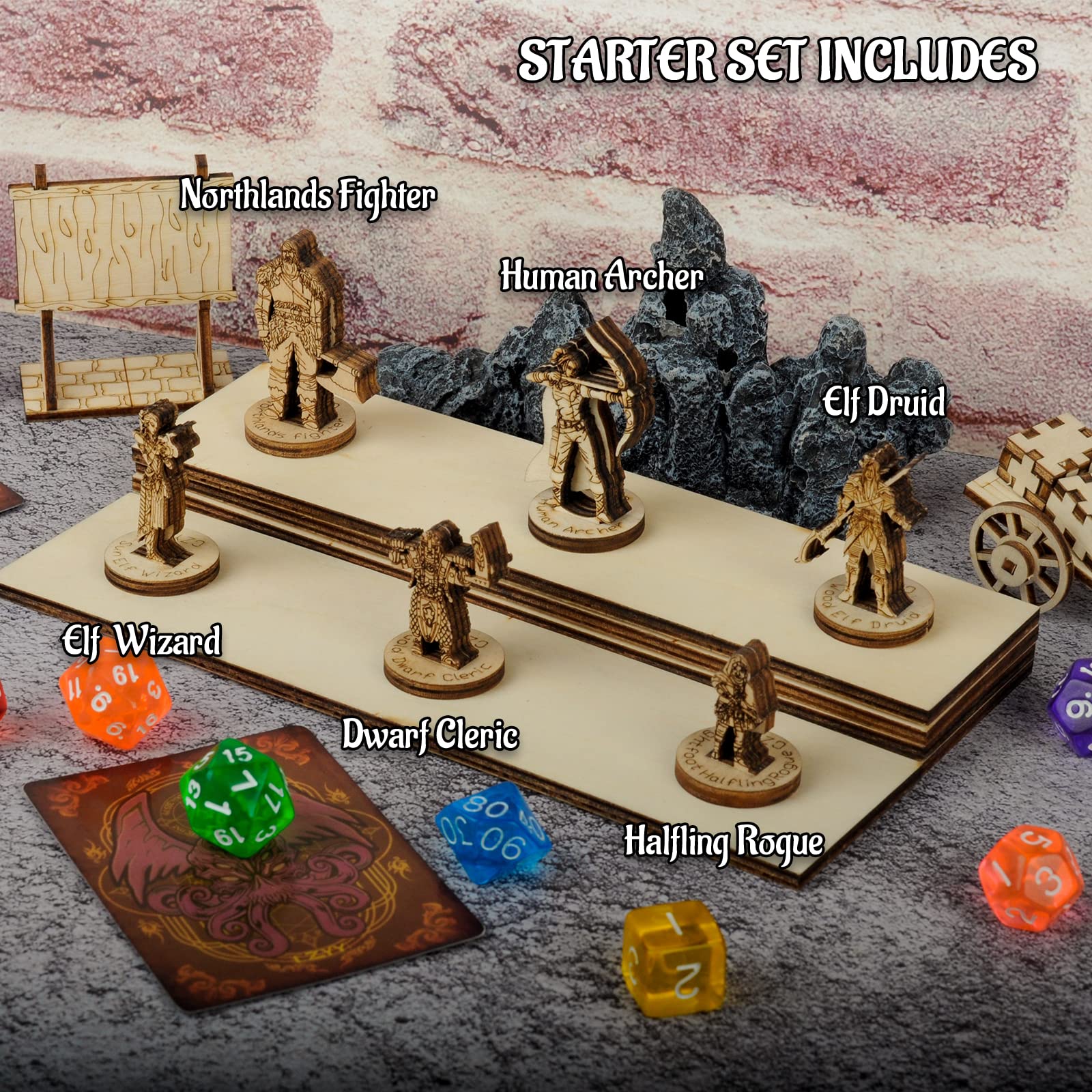 CZYY 6 Miniature In Legno Per Giochi Di Ruolo D&D – 28 Mm – Fantasy 2.5D