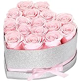 16 Pink Forever Roses in a Box, Preserved Flowers for Delivery, Anniversary Mothers Day Valentines Day Birthday Gifts for Women Mom Wife Girlfriend Her Grandma