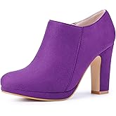 Allegra K Women's Platform Round Toe Chunky Heels Ankle Booties