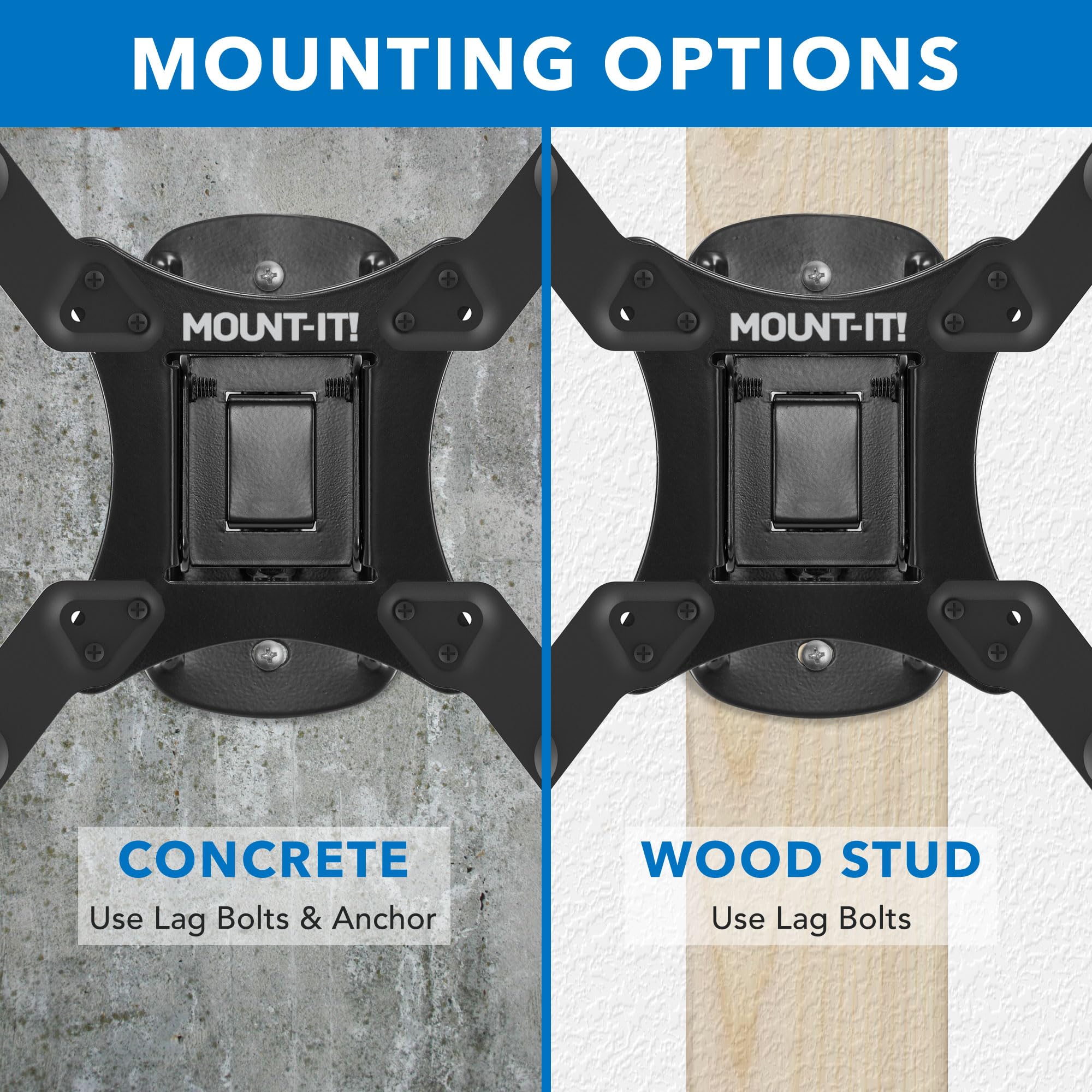 Mount-It! TV Wall Mount for Small to Mid Size TVs, Fits 32 to 50 Inch Screens, 75 100 200 mm VESA Compatible, Low-Profile Slim Design with Tilting and Swivel Motion, 44lb Capacity