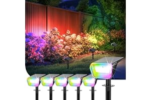 Linkind RGB Solar Christmas Lights Outdoor Spotlights IP67 Waterproof 10 Lighting Modes Solar Color Changing Lights Outdoor for Yard Garden Landscape Christmas Decorations (Multicolor, 6 Pack)
