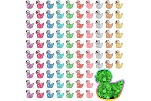 libfrnt 50 Pcs Luminous Mini Glitter Ducks with Sunglasses Tiny Resin Ducks Glow in The Dark Miniature Figurines Little Ducks for Dollhouse Landscape Aquarium Micro Fairy Garden DIY Craft Decor