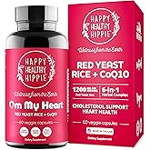 Red Yeast Rice with CoQ10 Supplement 1200 mg - Supports Cholesterol Balance, Heart Health & Circulation - Antioxidant Support with Coenzyme Q10 - Citrinin-Free, Non-GMO, Vegan, 60 Ct