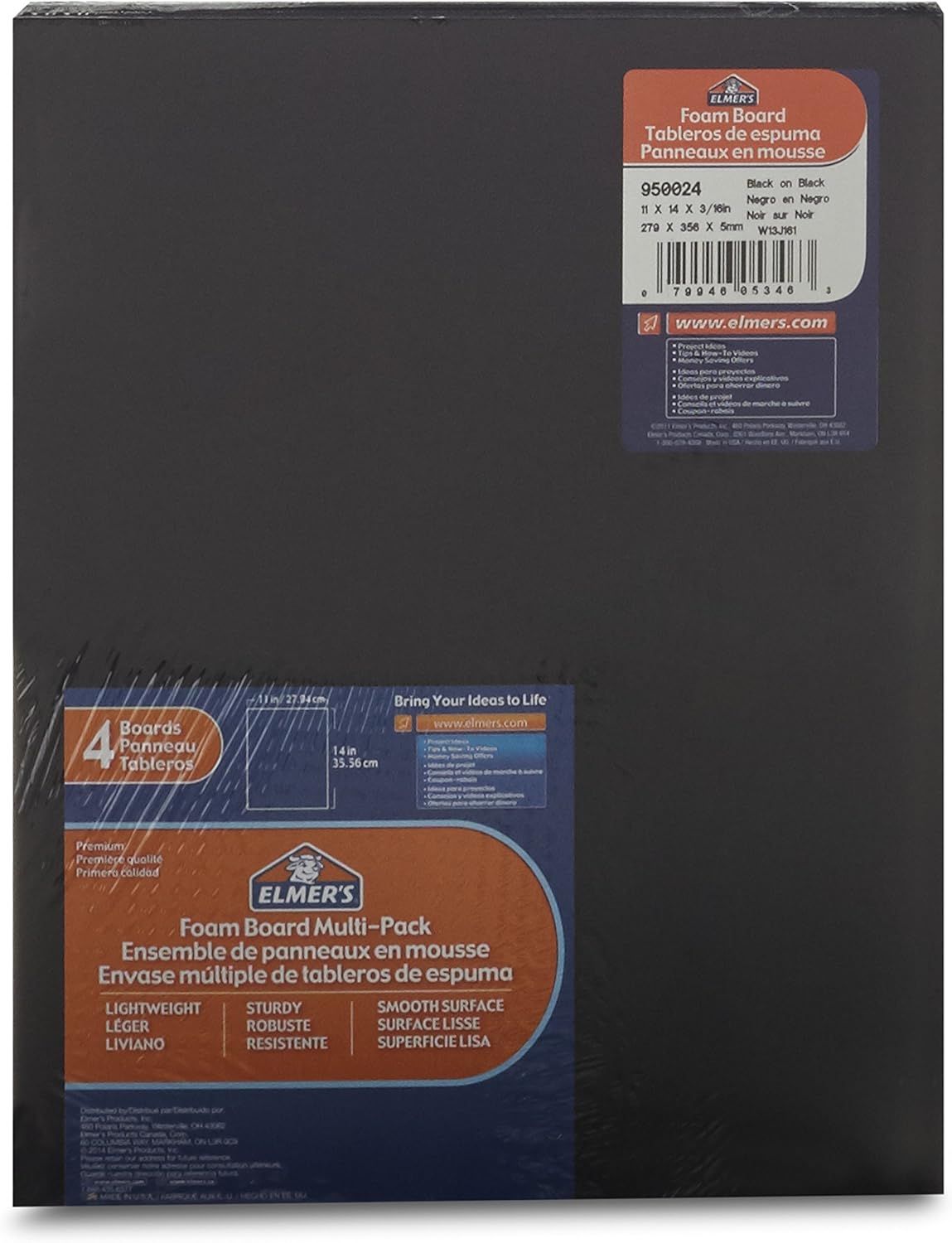 Elmer's Foam Boards, 11 x 14 Inches, Black/Black Core, 4-Count (950024) : Office Products