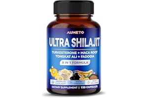 AUMETO Himalayan Shilajit Supplement - Enhanced Formula with Turkesterone, Maca Root, Tongkat Ali, Fadogia - Rich in Trace Minerals & Fulvic Acid for Male Vitality
