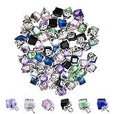 BetterJonny 60pcs Cubic Crystal Charms, 7 * 15mm Crystal Dangle Charms Bulk Rhinestone Pendants for DIY Jewelry Making 6 Colors
