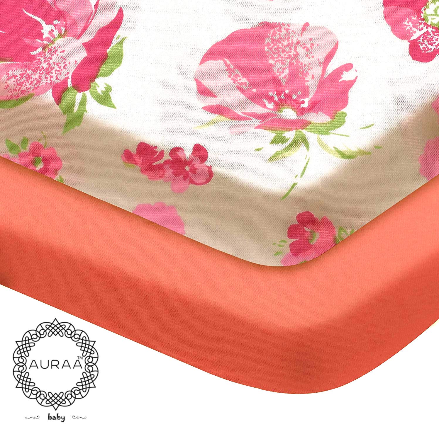 AURAA Baby Fitted Crib Sheets Set, 2 Pack Crib Mattress