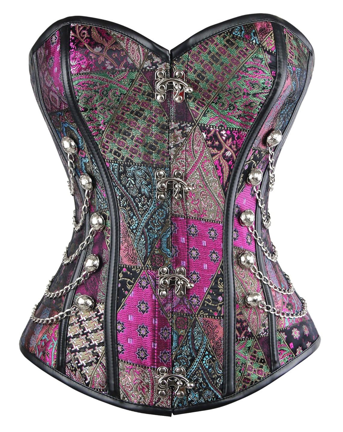 Steampunk Costumes, Outfits for Women Charmian Womens Spiral Steel Boned Steampunk Gothic Bustier Corset with Chains $36.59 AT vintagedancer.com