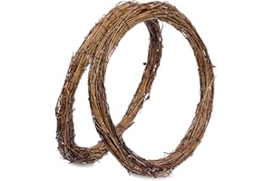 Grapevine Wreath Set, Marrywindix 2 Pieces Natural Vine Branch Wreath Christmas DIY Rattan Wreath Garland for Christmas Holid