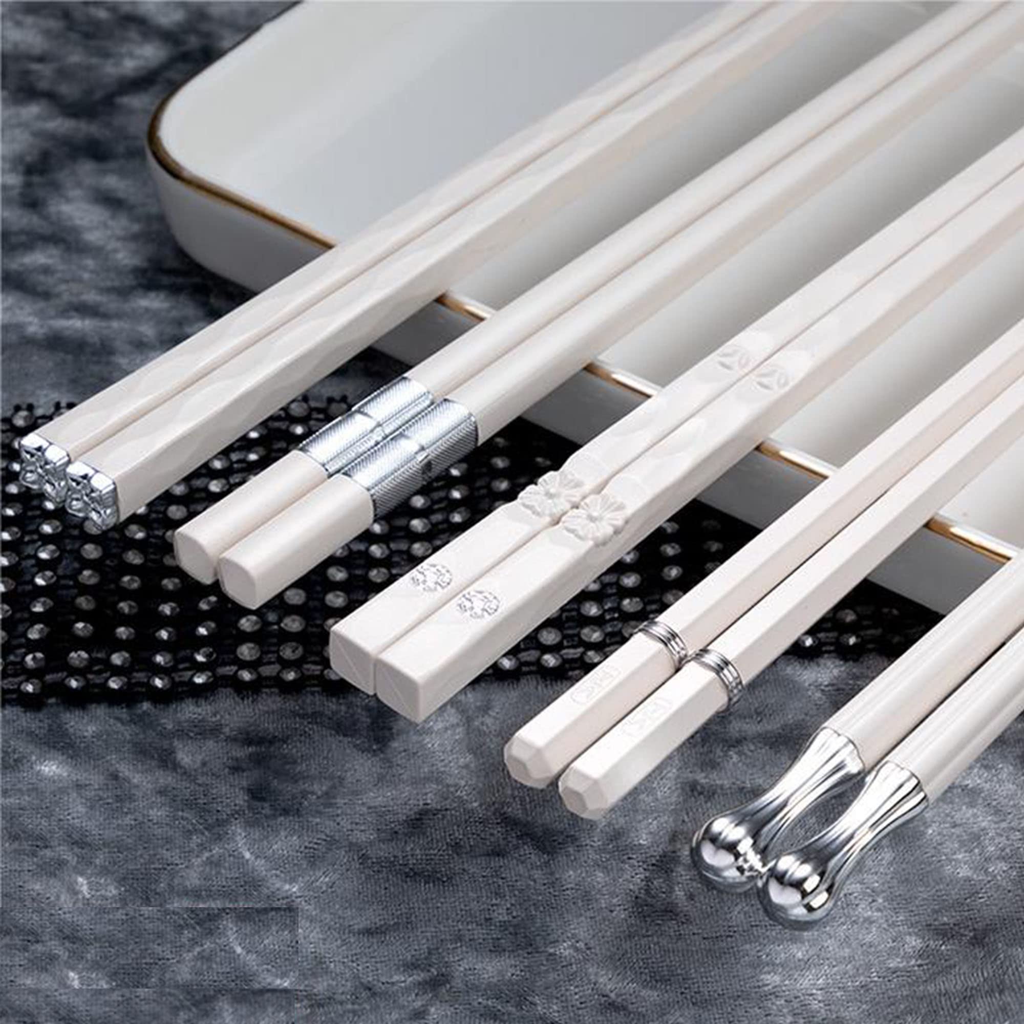 MZSX Chopsticks, Gift Set, High-end Luxurious Professional Design, Super Strong Healthy, Reusable, Japanese Chinese Chop Sticks with Wave Pattern