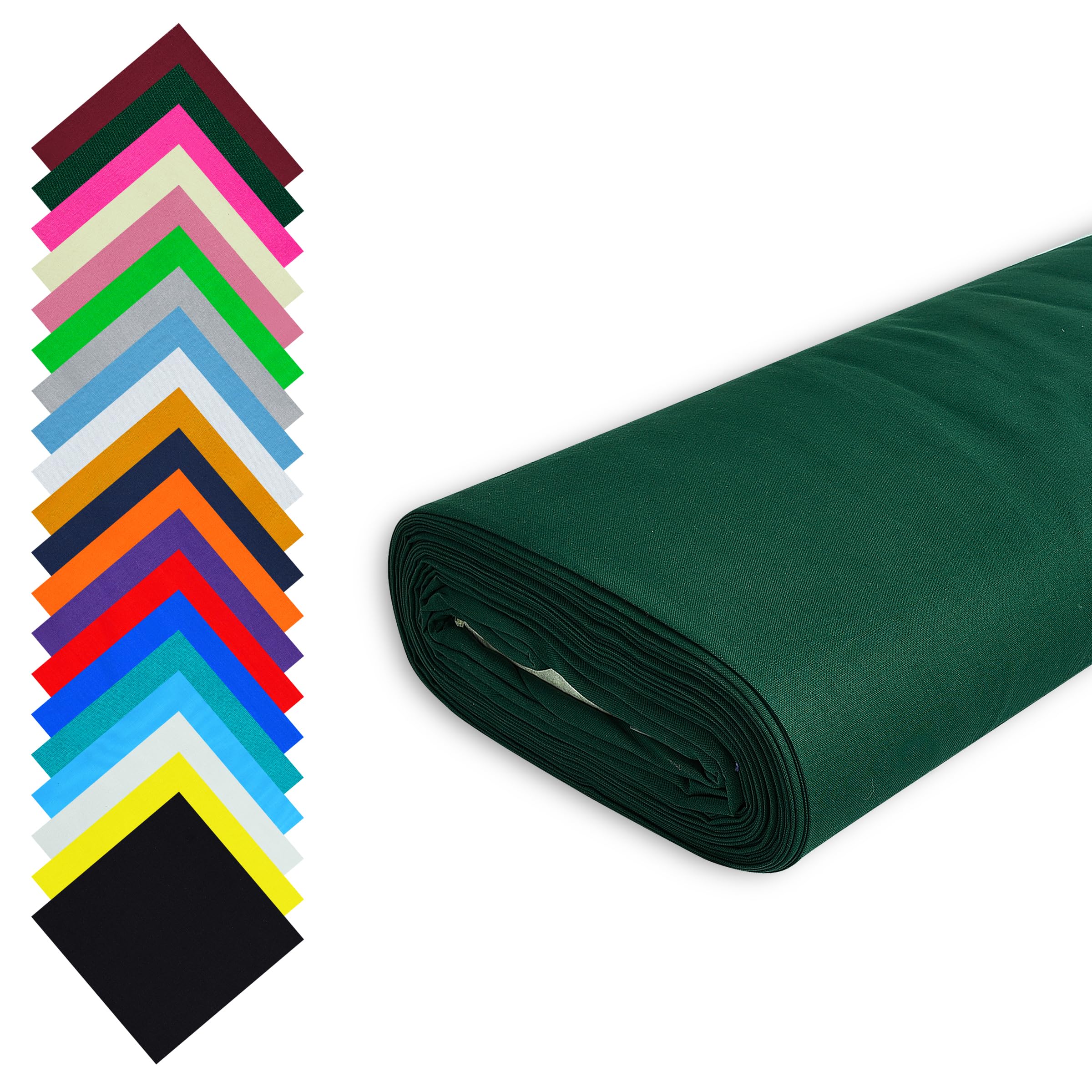Fashion Track Green Fabric Cotton by The Metre UK - 58 Inches / 147.5 cm Wide - 100% Cotton Fabric Plain - 60 Square - Available in 20 Colours and 5 Sizes (1 Metre, Bottle Green)