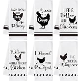 Chicken Kitchen Hand Towels, 6 Pack Farm Hen Vintage Rustic Dish Towels Set | Polyester Soft, Farmhouse Decor with Cute Rooster Print, Kitchen Bath Dining Decoration Housewarming Gift for Men Women