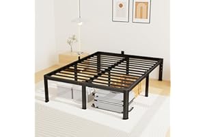 SUPERAY 14 Inch Queen Bed Frame, Metal Platform Bed Frame with Round Corner Legs, 3500 lbs Heavy Duty Steel Slats Support, No Box Spring Needed, Noise Free, Easy Assembly, Black
