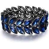 BriLove Women's Wedding Bridal Crystal Marquise Rhinestone Beaded Stretch Bangle Bracelet