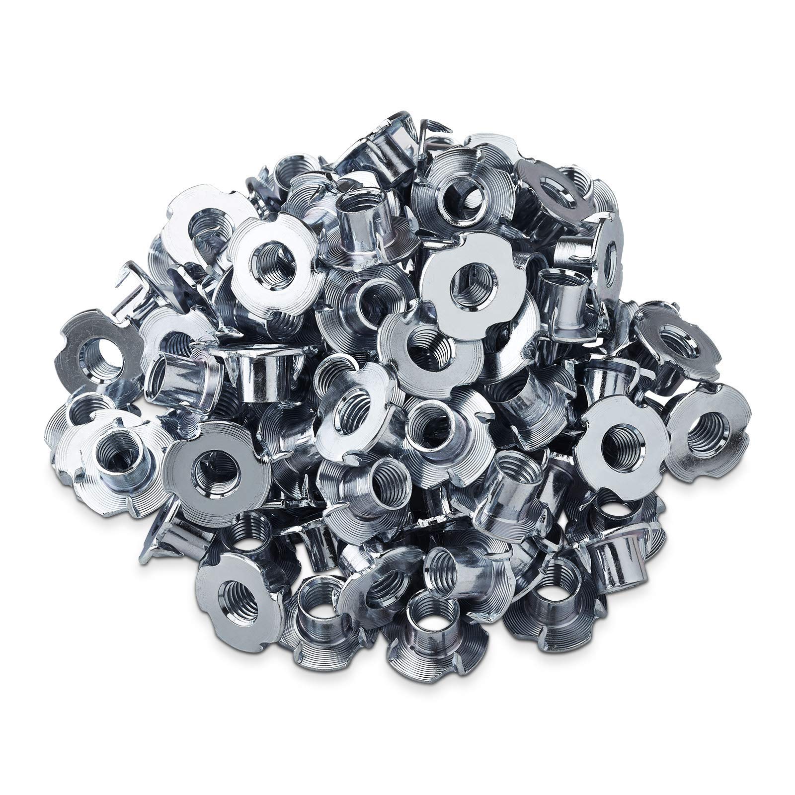 100 x Drive-in Nuts M10 x 12 x 24 mm with 4 Drive-in Tips for Fixing Different Components of Furniture Manufacture