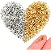 4000 Pieces 2mm Crimp Beads Metal Round Spacers Smooth Gold Silver Spacer Stopper Bead Metal Clamp Ends Tiny Stoppers Bead for DIY Bracelet Necklace Earring (Gold and Silver)