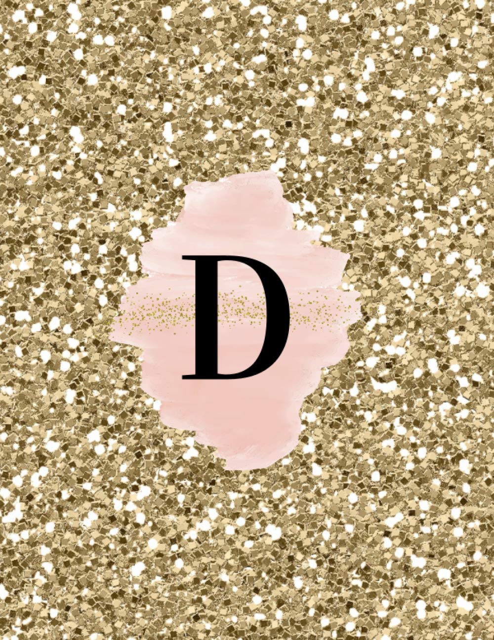 INITIAL "D" GOLD GLITTER GLOSSY LINED NOTEBOOK (8.5 × 11, 200 PAGES)