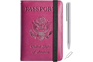 PASCACOO Passport Holder Cover Wallet Travel Essentials RFID Blocking Leather Card Case International Must Haves Travel Accessories for Women Men(113#Purple)