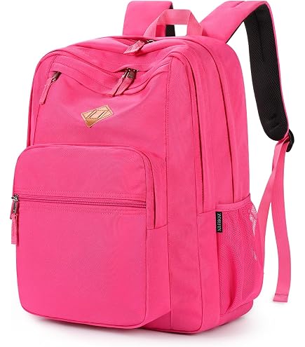 abshoo Girls Solid Color Backpack For College Women Water Resistant School Bag (HotPink)