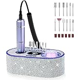 Nail Drill Electric File: DEDNMSCA Sparkly Professional Nail Drill Kit, 40000RPM E-File Machine with 12 Drill Bits for Acrylic Nails Remove Nail Gel Polish Manicure for Salon Home, Diamond