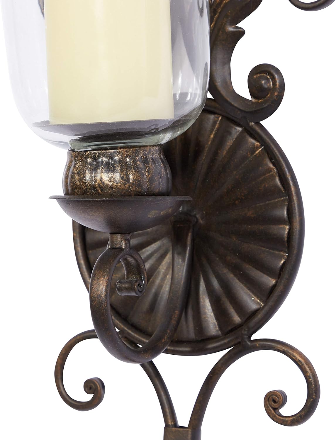 Deco 79 Victorian-Style Metal and Glass Ornate Candle Sconce, 31" H x 10" L, Textured Bronze Finish: Home & Kitchen
