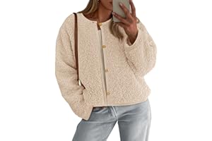 PRETTYGARDEN Women's 2025 Fall Fashion Clothes Trendy Fleece Sherpa Cropped Jackets Buttons Warm Casual Winter Faux Fur Coats