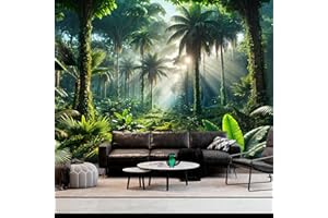 BSFHH Nature Tapestry Forest Tree Sea Cave Wall Hanging, Stream Through Rainforest Landscape Wall Art Tapestry for Bedroom Living room