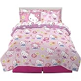 Franco Kids Bedding Super Soft Comforter and Sheet Set with Sham, 7 Piece Full Size, Hello Kitty(Prints may vary)