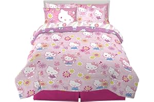 Franco Kids Bedding Super Soft Comforter and Sheet Set with Sham, 7 Piece Full Size, Hello Kitty