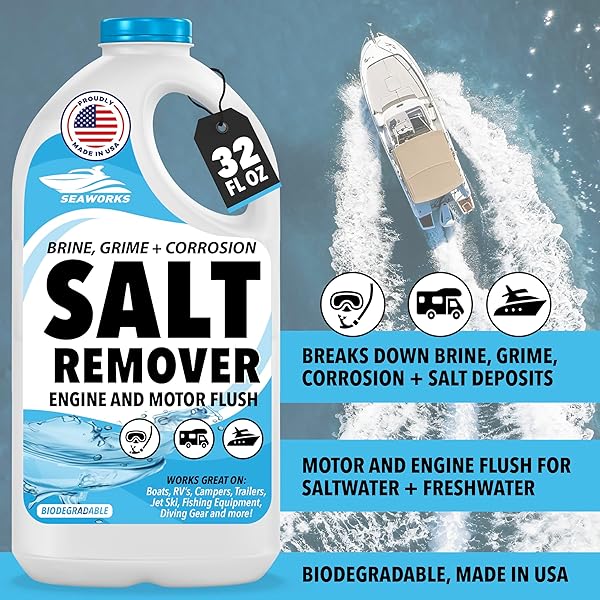 SEAWORKS BOAT SALT REMOVER ENGINE AND MOTOR FLUSH (QUART)