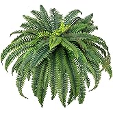 CQURE 48" Large Fake Fern Artificial Ferns for Outdoors,88 Fronds Realistic Artificial Boston Ferns Leaves Bush Plant for Indoor Outdoor Garden Porch Decor(Lifelike,UV Resistant,No Maintenance)