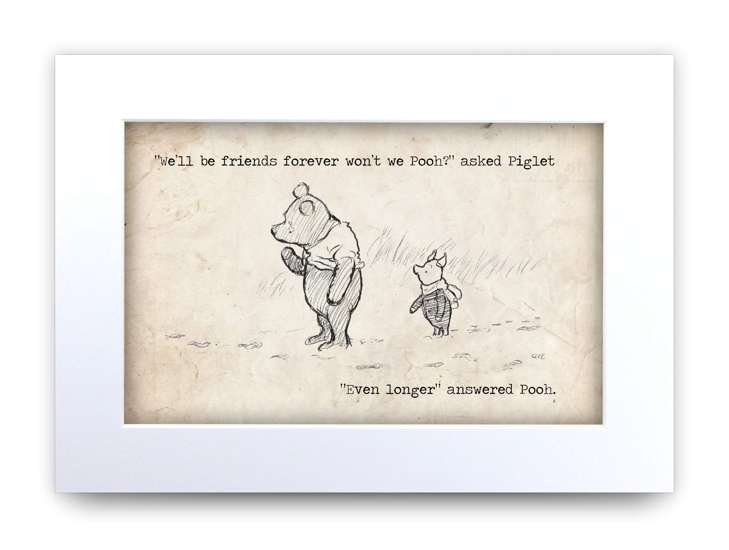 HWC Trading Winnie the Pooh Friends Forever A4 Printed Quote Nursery Print Baby Shower Room Gifts New Born Bedroom Gift Print Photo Picture Display